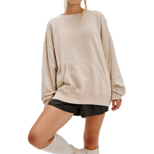 Slow It Down Pullover in Morning Oat - Madison's Niche