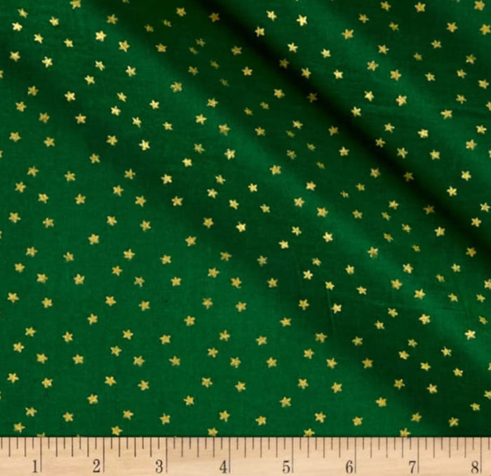 Small Metallic Gold Stars on Green