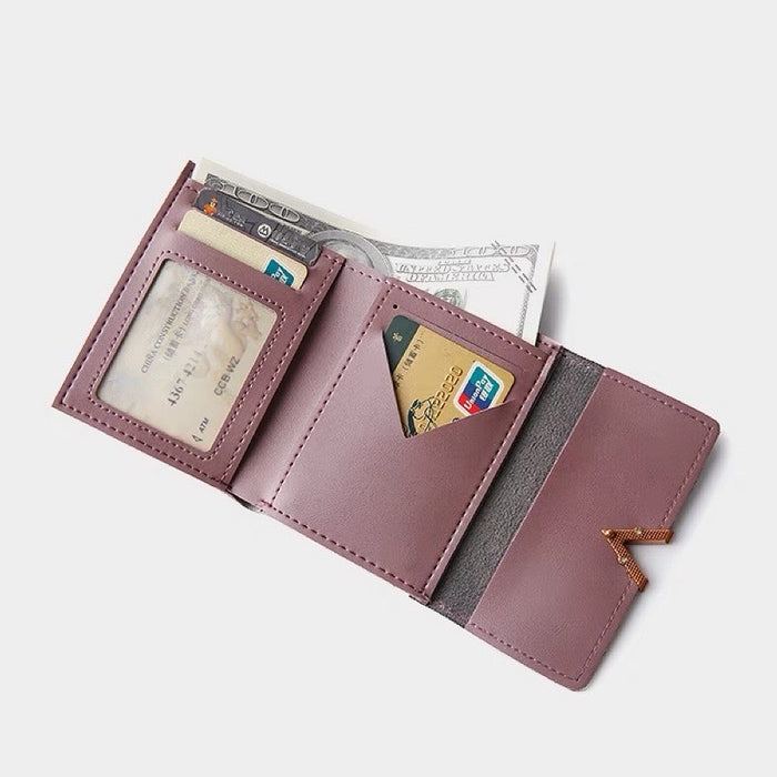 Angled view of Small Wallet With Nubuck Leather Flap, ideal for commuting and gifting.