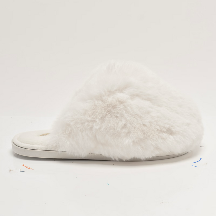 Snowball Slippers in Snow Faux Fur - Madison's Niche