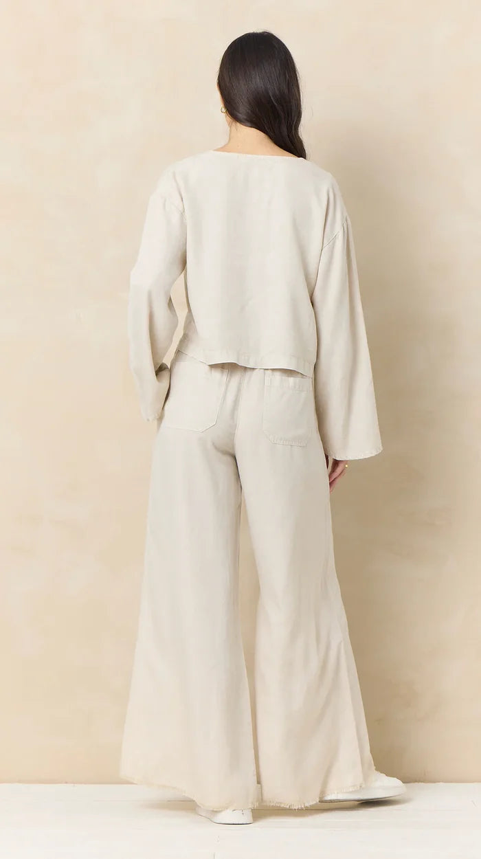 Soft Tencel Tie Front Top in Tan - Madison's Niche
