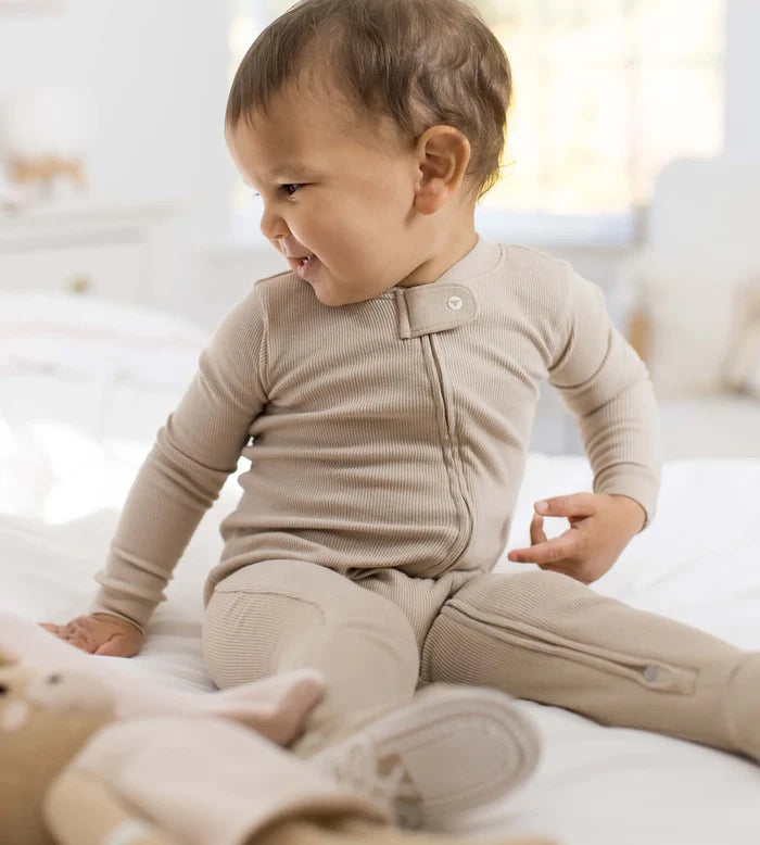 Solid Rib Sleep & Play in Hummus - Madison's Niche