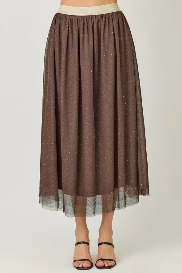 Sparklet Tulle Skirt in Dark Chocolate - Madison's Niche
