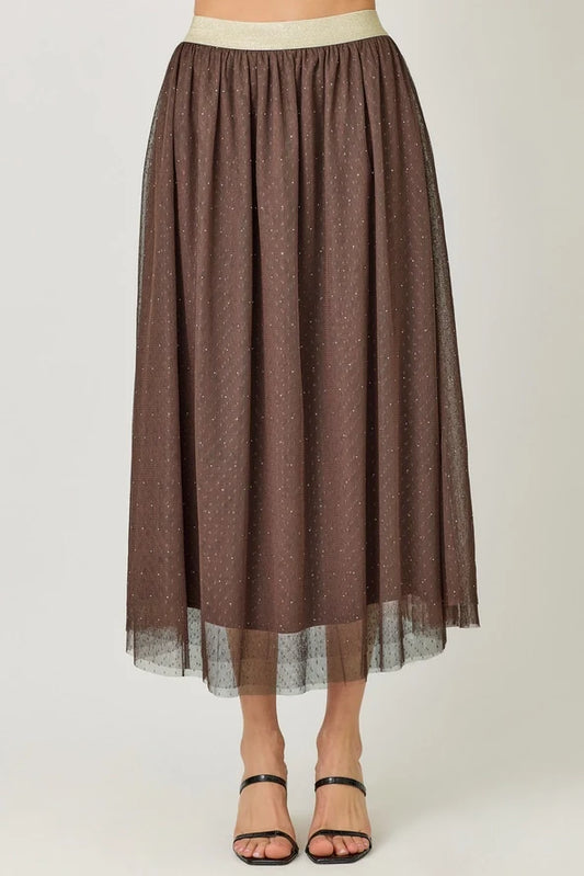 Sparklet Tulle Skirt in Dark Chocolate - Madison's Niche