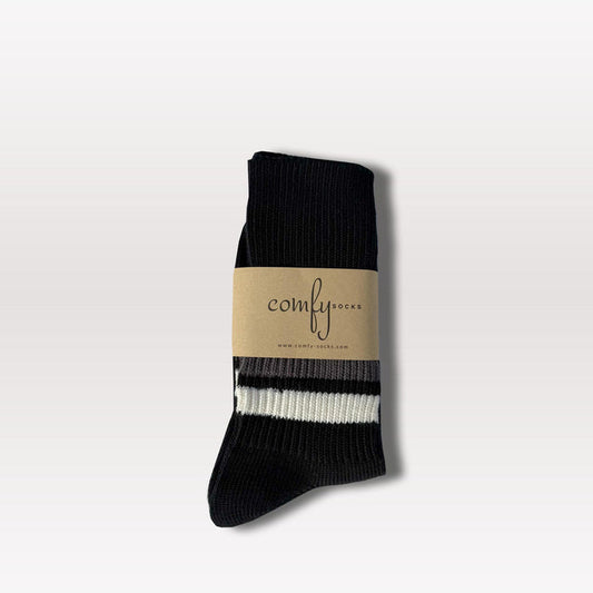 Sport Stripe Knitted Socks - Black