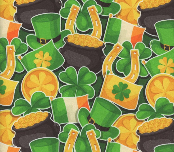 St Patricks Day Gold on Green 100% Cotton Price per Yard