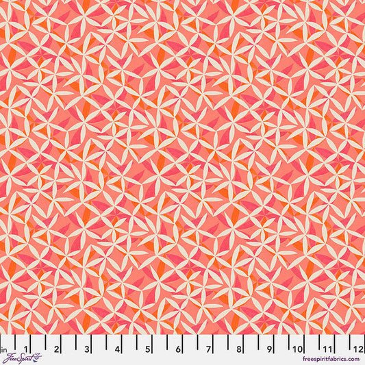 Star Flower Dance Coral Flourish And Bloom 44"/45" Cotton Fabric Per Yard