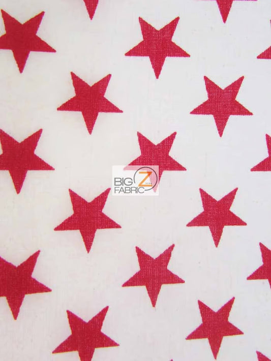 Stars White/Red Cotton Polyester Fabric