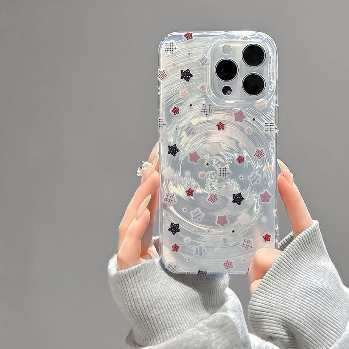 Model holding Stellar Ripple Shimmer Case. Sophisticated 3D ripple texture with a shimmering finish.