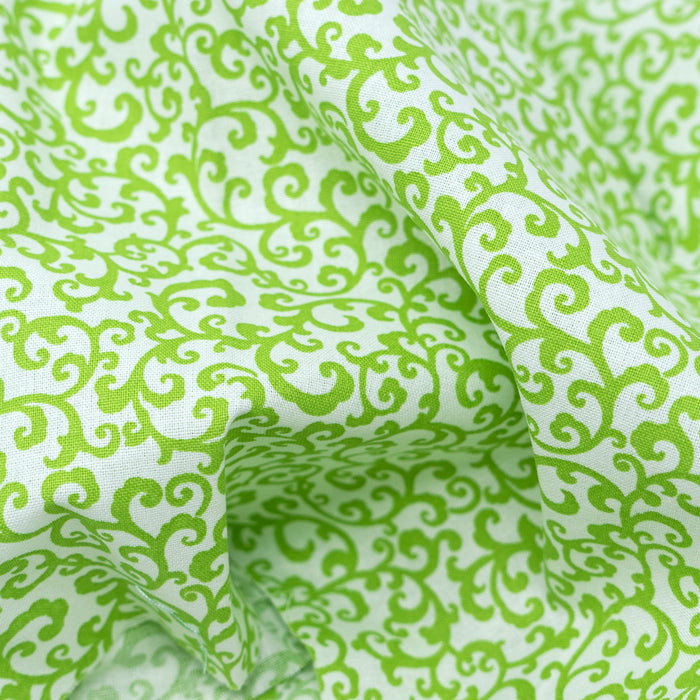 Stitch & Sparkle 100% Cotton, 44" Wide, DIY Project Quilt and Craft Fabric for Sewing, Cut by the Yard, Mini Scroll Lime