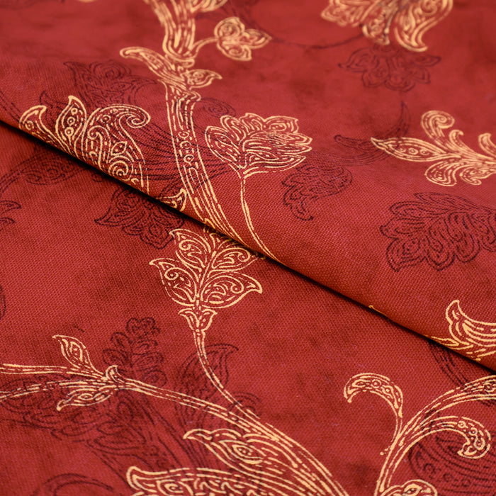 Stitch & Sparkle 100% Cotton Duck 54" Jacobean Scroll Red Color Sewing Fabric by The Yard
