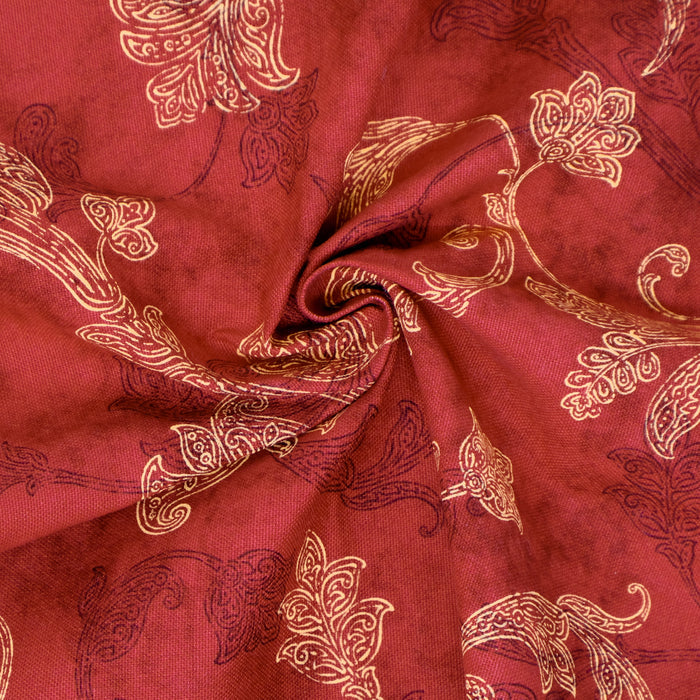 Stitch & Sparkle 100% Cotton Duck 54" Jacobean Scroll Red Color Sewing Fabric by The Yard