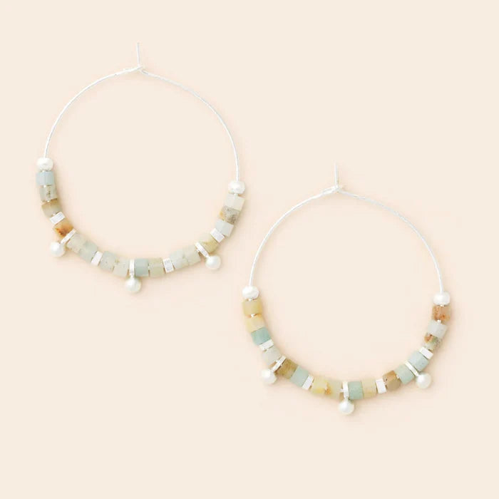 Stone Disc Hoop- Amazonite - Madison's Niche
