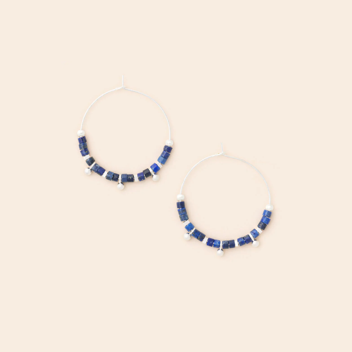 Stone Disc Hoop- Lapis