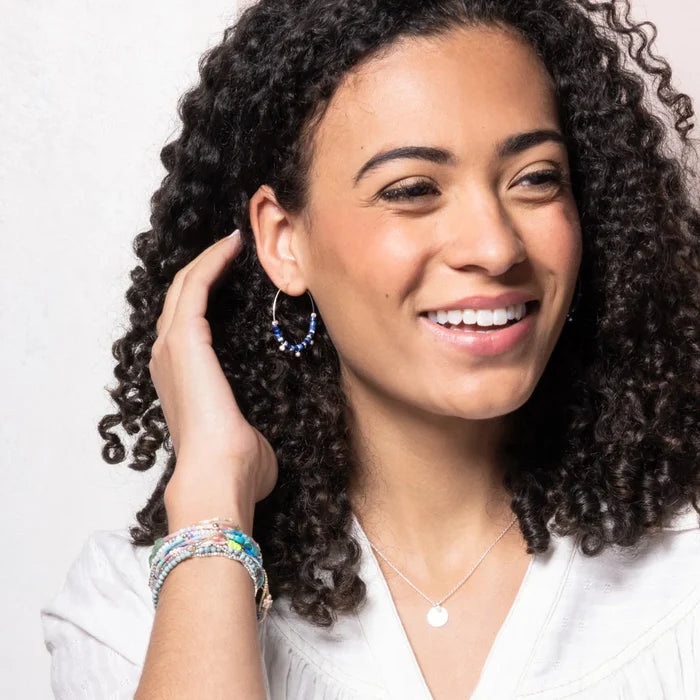 Stone Disc Hoop- Lapis - Madison's Niche