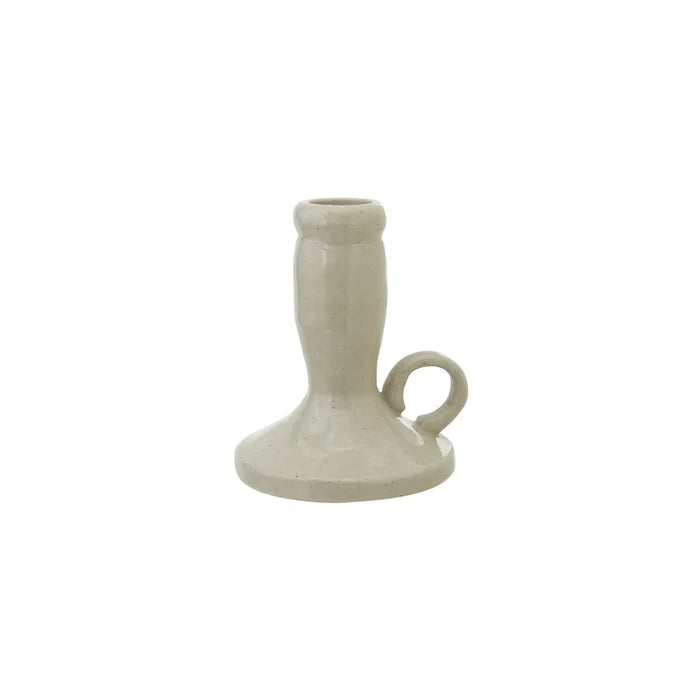 Stoneware Chamberstick in Cream - Madison's Niche