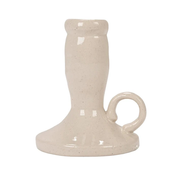 Stoneware Chamberstick in Cream - Madison's Niche