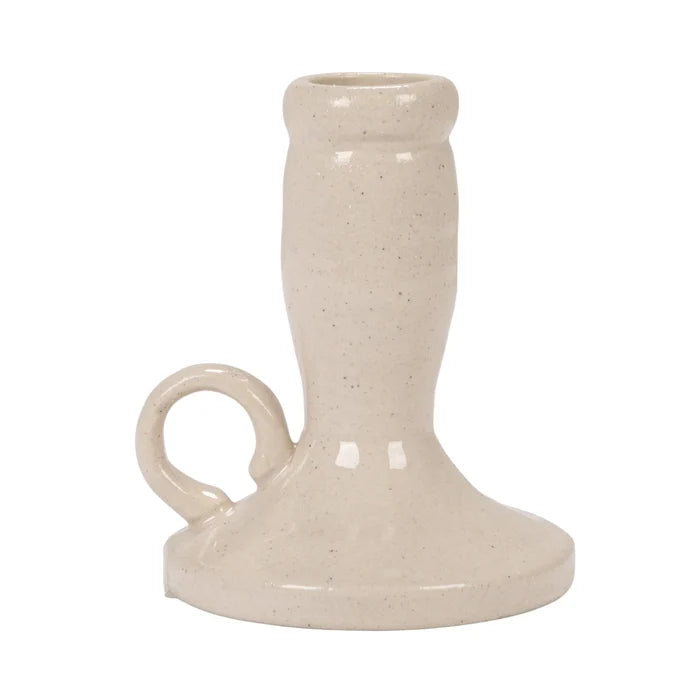 Stoneware Chamberstick in Cream - Madison's Niche