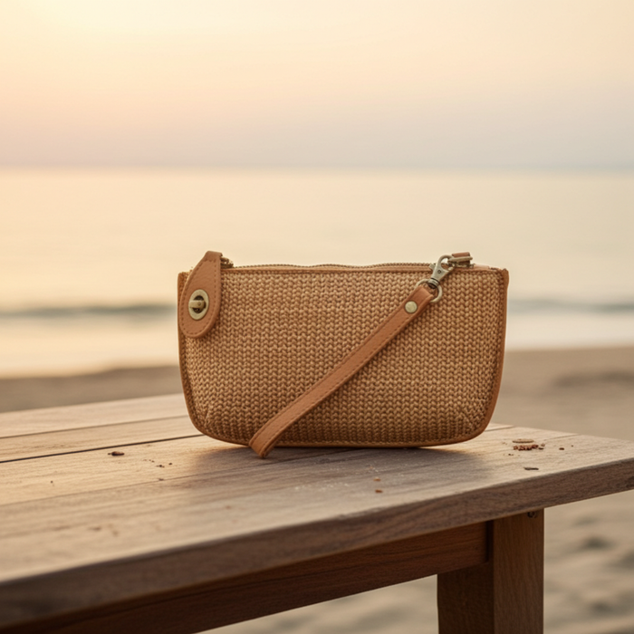 Straw Crossbody in Camel