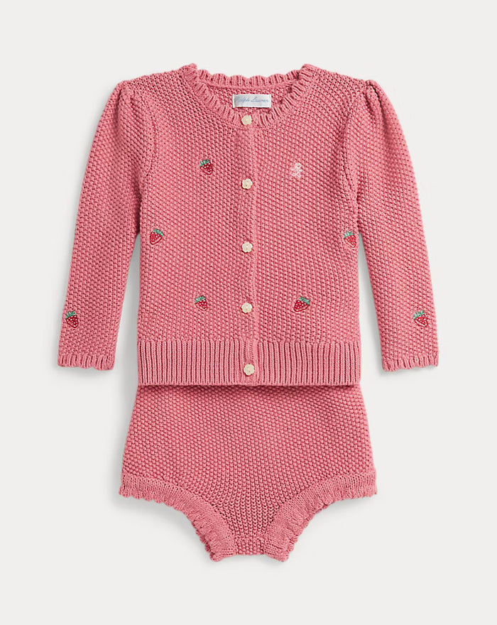 Strawberry Cotton Cardigan & Short - Madison's Niche