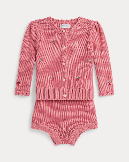 Strawberry Cotton Cardigan & Short - Madison's Niche