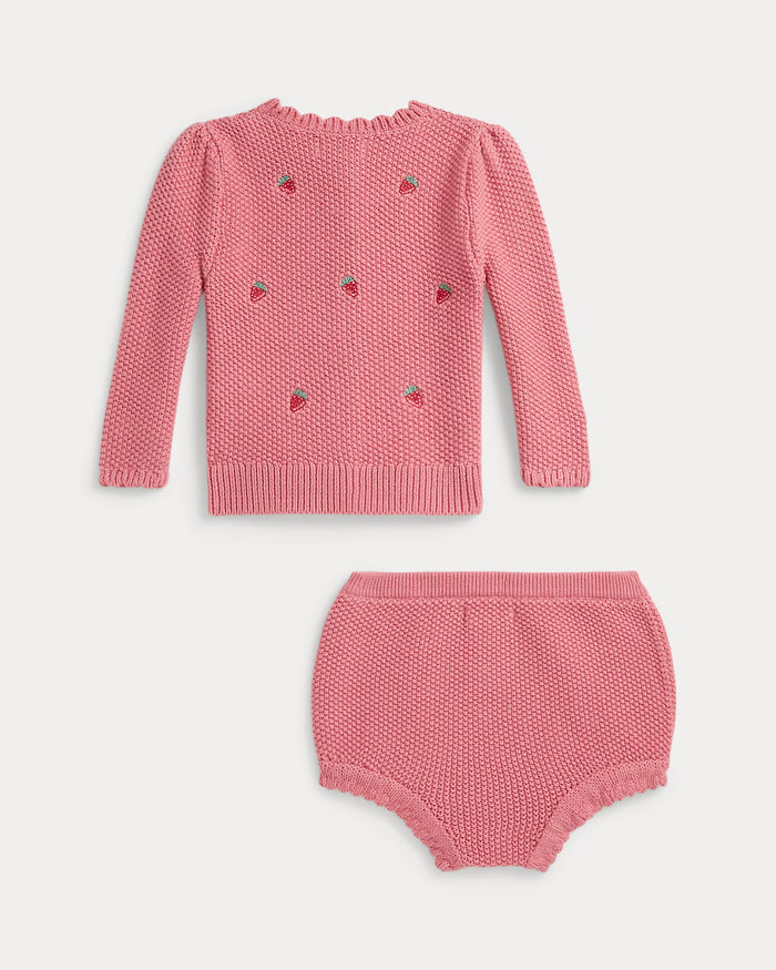 Strawberry Cotton Cardigan & Short - Madison's Niche