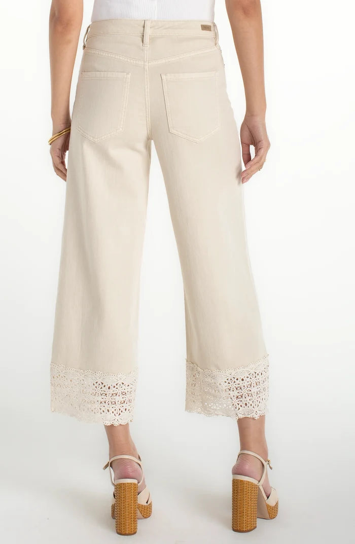 Stride Wide Leg With Lace Trim in Ercu - Madison's Niche