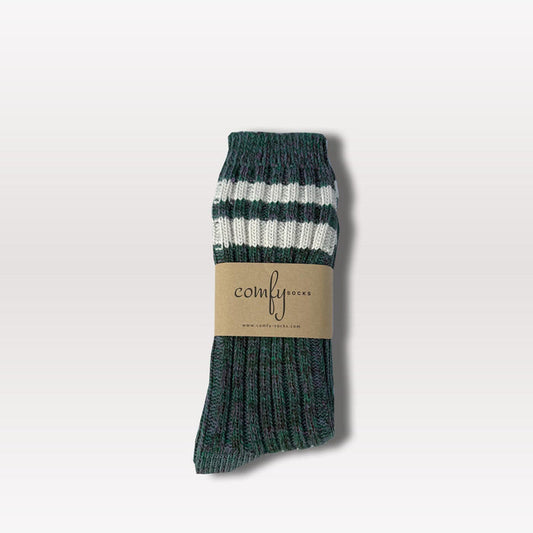 Stripe Knitted Socks - Green / Purple