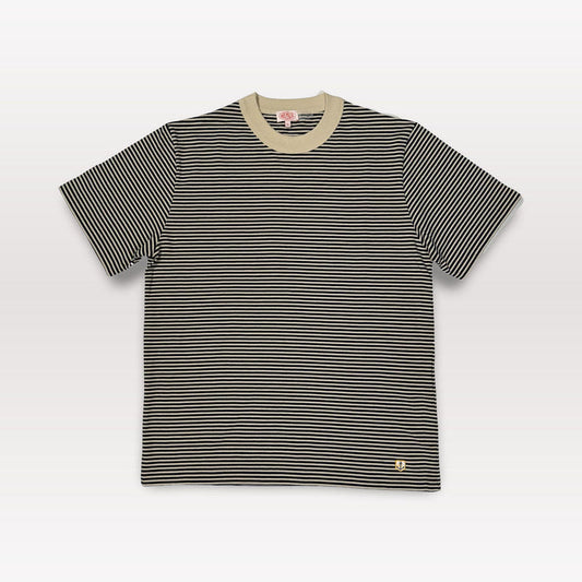 Striped Heritage T Shirt - Gravel / Marine Deep Navy