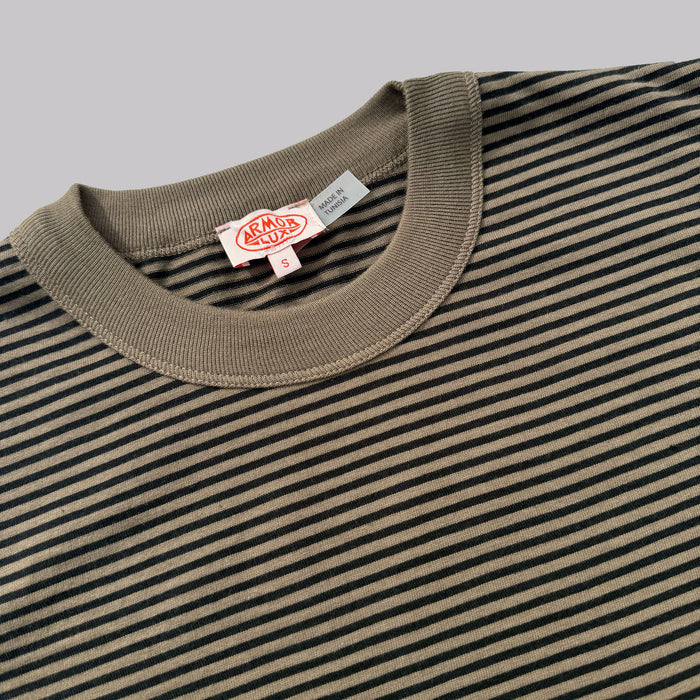 Striped Heritage T Shirt - Olive / Noir