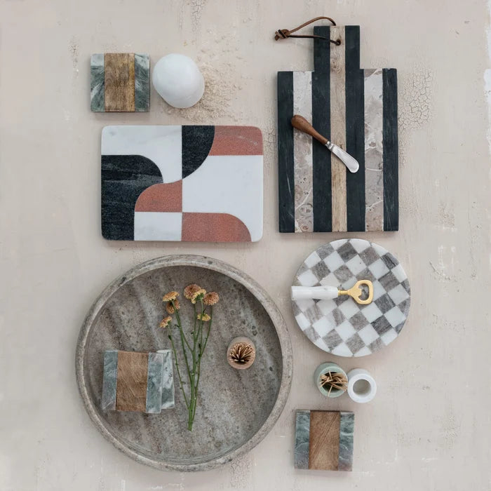 Striped Marble Board with Knife - Madison's Niche