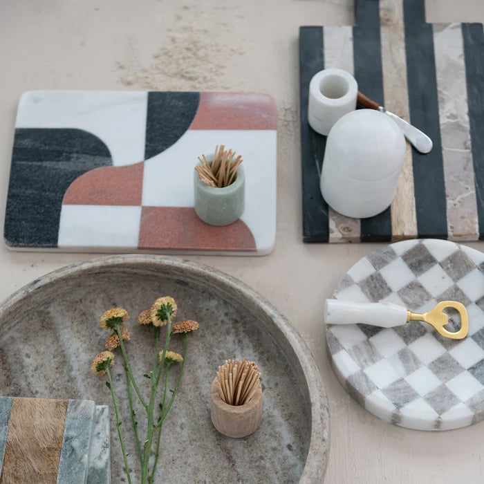 Striped Marble Board with Knife - Madison's Niche
