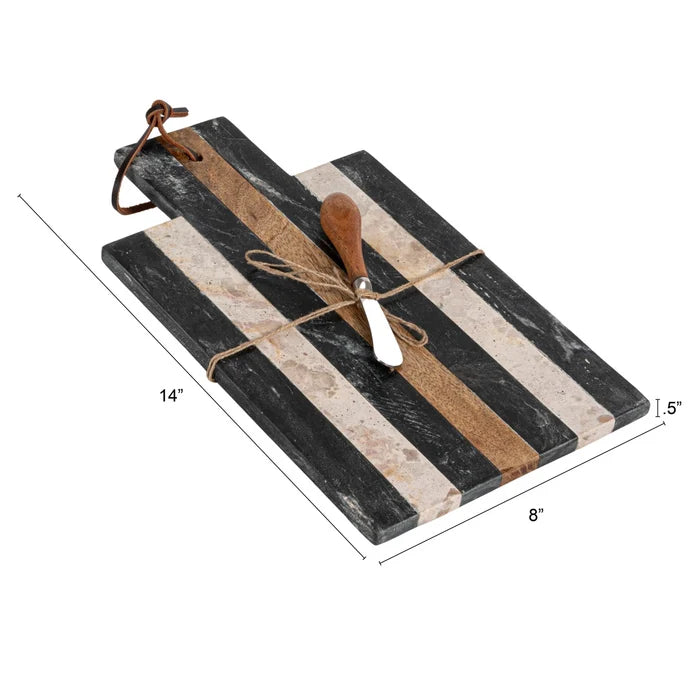Striped Marble Board with Knife - Madison's Niche