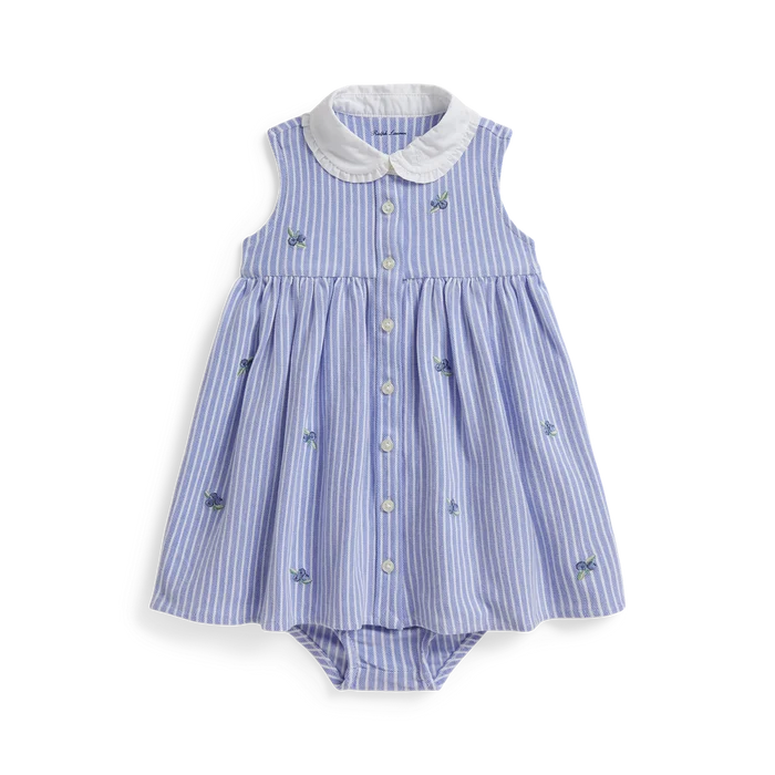 Striped Ruffle Dress in Blue - Madison's Niche