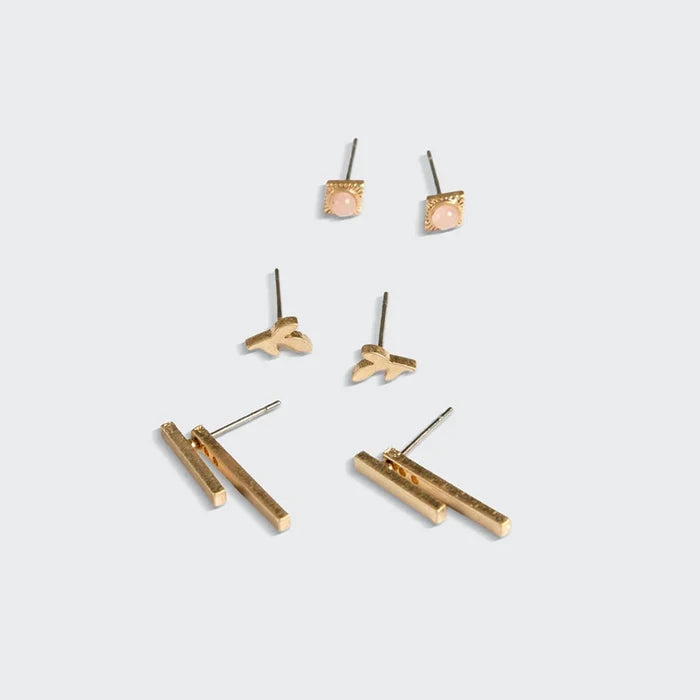 Stud Trio Ear Jacket Set in Gold - Madison's Niche
