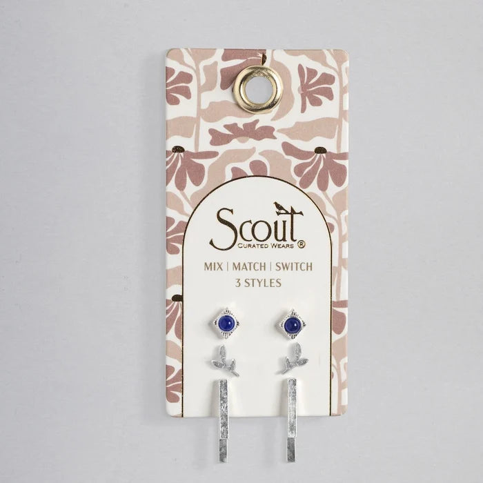 Stud Trio Ear Jacket Set in Silver - Madison's Niche