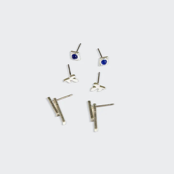 Stud Trio Ear Jacket Set in Silver - Madison's Niche