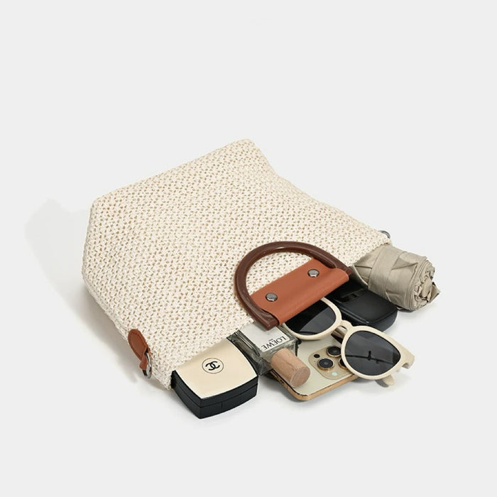 Top view of Sunny Straw Woven Bag, showcasing the capacity.