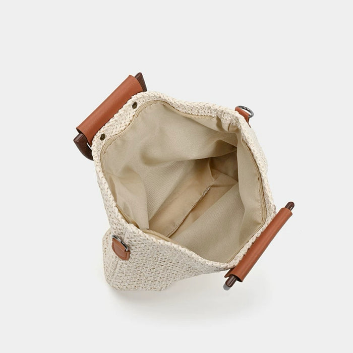 Interior display of the Sunny Straw Woven Bag, great for everyday carry and travel.
