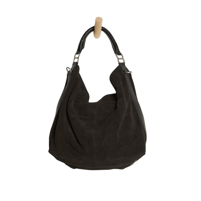 Suzie Suede Slouchy Tote in Black