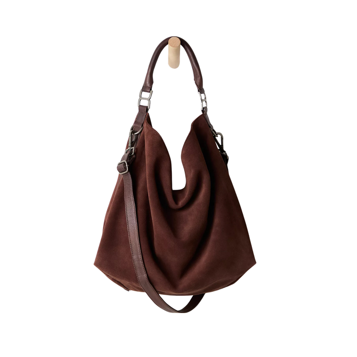 Suzie Suede Slouchy Tote in Espresso