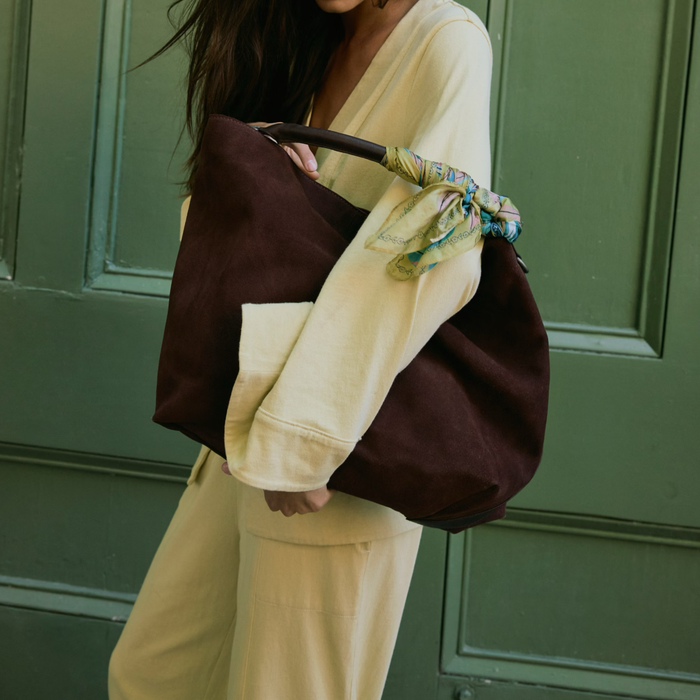 Suzie Suede Slouchy Tote in Espresso