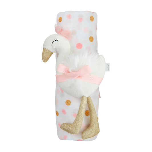 Swan Swaddle And Rattle Set - Madison's Niche