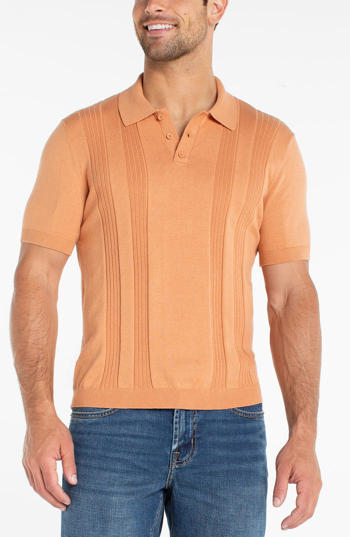 Sweater Knit Polo in Clay - Madison's Niche