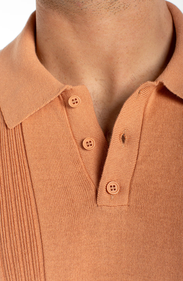 Sweater Knit Polo in Clay - Madison's Niche