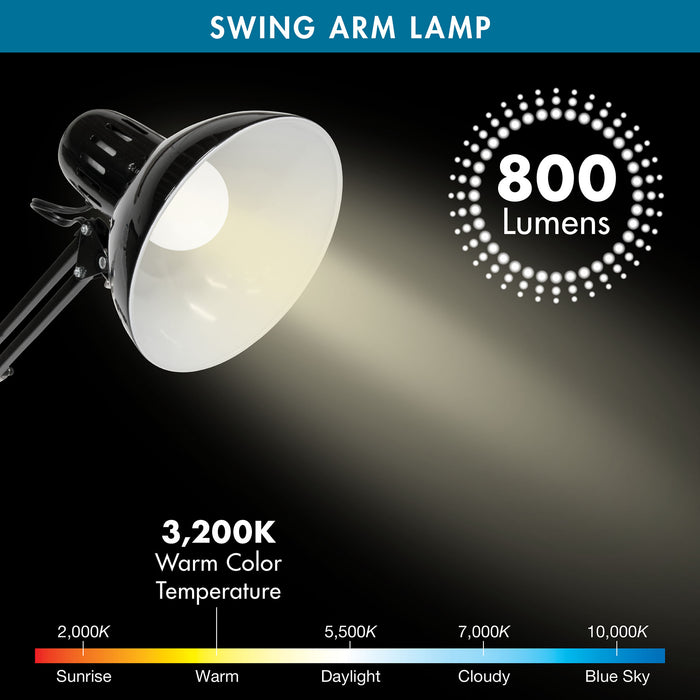 Swing Arm Lamp with LED Bulb Black