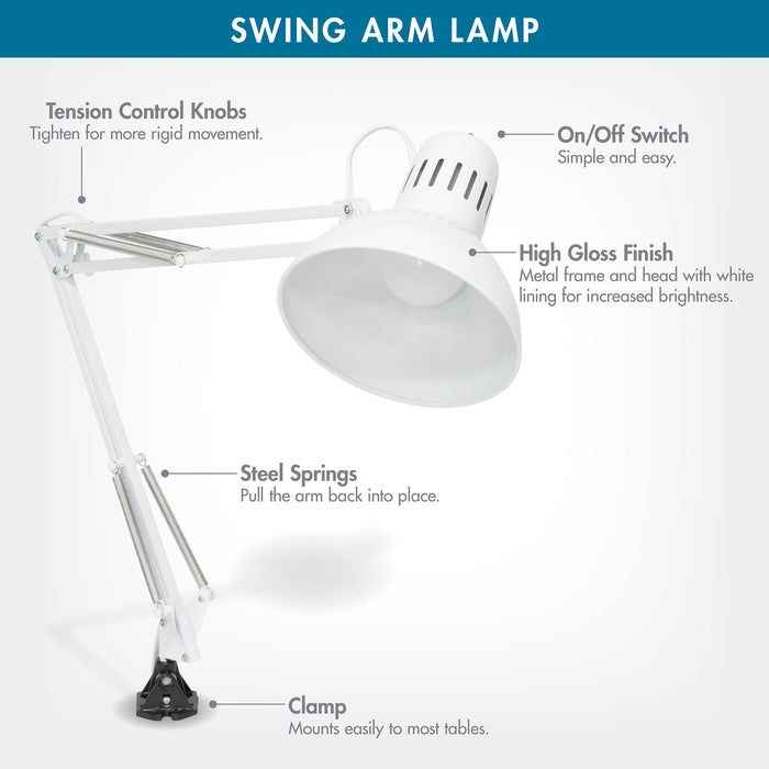 Swing Arm Lamp with LED Bulb White