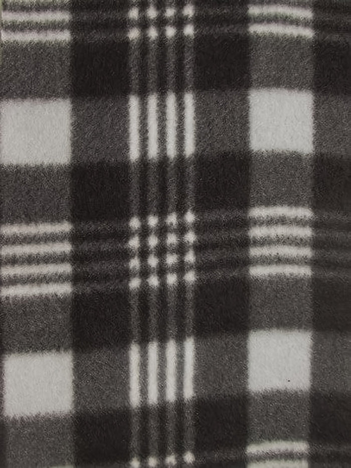 Tartan Plaid Polar Fleece Fabric / Black/Gray / Sold By The Yard||color:Black/Gray