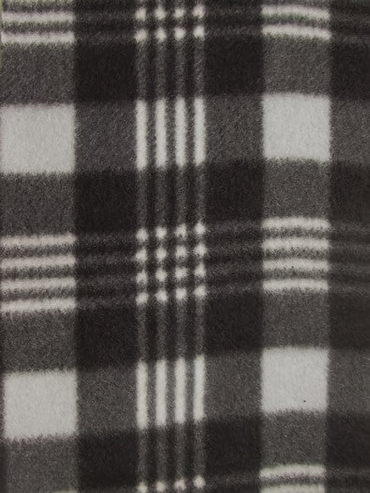 Tartan Plaid Polar Fleece Fabric / Black/Gray / Sold By The Yard||color:Black/Gray