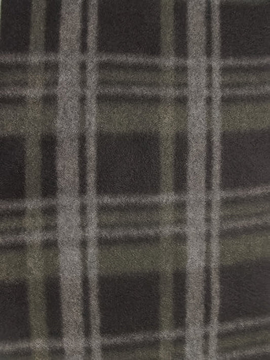 Tartan Plaid Polar Fleece Fabric / Olive/Black / Sold By The Yard||color:Olive/Black